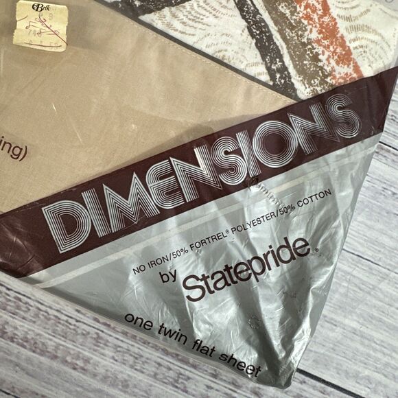 Vintage Dimensions by Statepride One Twin Flat Sheet Orange Brown No Iron 39x76 - Picture 2 of 5